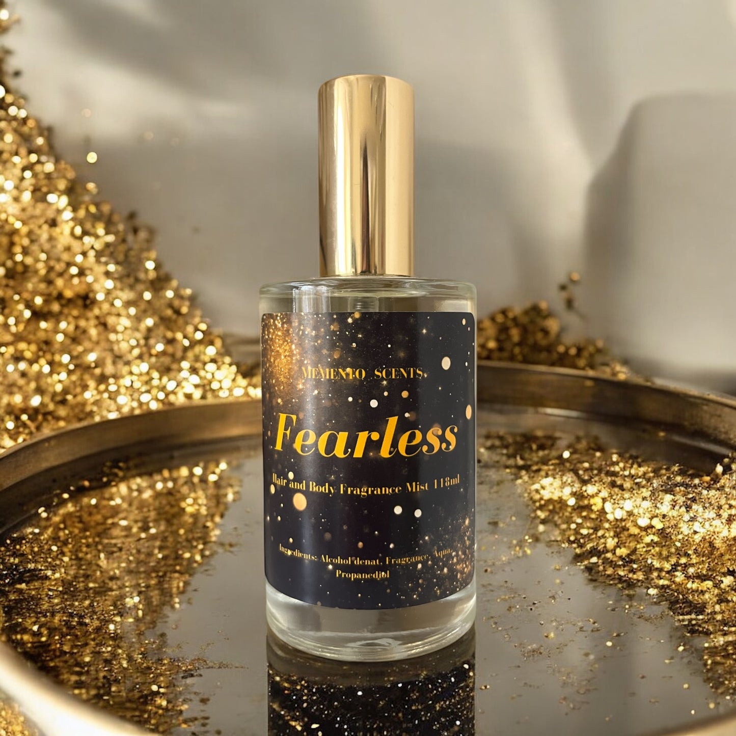 Fearless hair and body mist with Notes of Raspberry, Freesia, Vanilla, Honeysuckle, Peach, Sandalwood and Amber