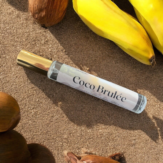 Coco Brulee a gourmand tropical parfum with notes of coconut, banana, vanilla